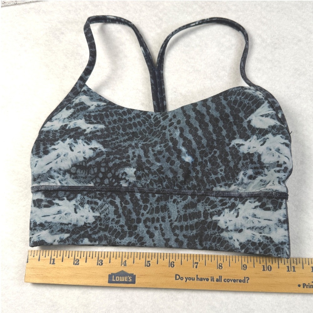 Lululemon Blue Snakeskin Tie Dye Y-Back Racerback Sports Bra Low Impact Yoga - Picture 13 of 13
